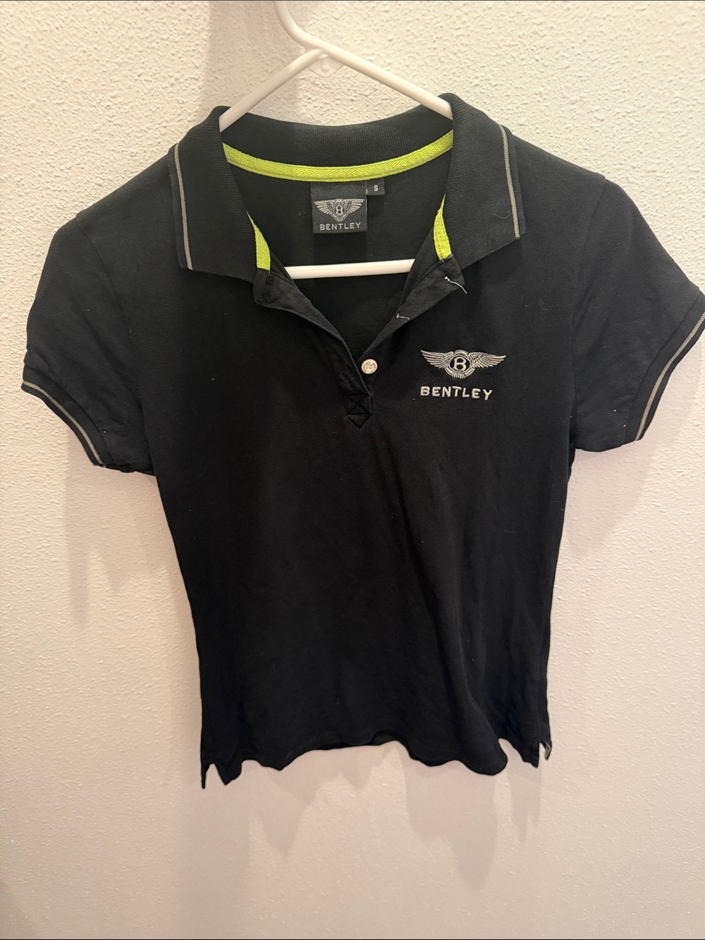 Bentley Women's Black Polo Top with Lime Trim